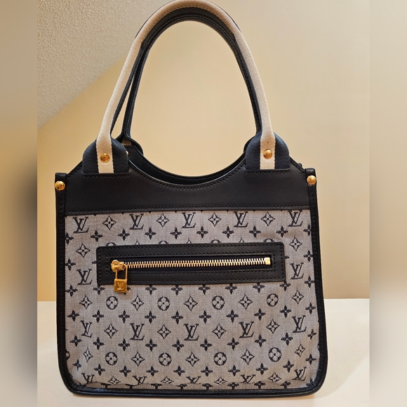 Louis Vuitton Gray and Blue Mini Monogram Tote with Gold Hardware - Picture 3 of 13